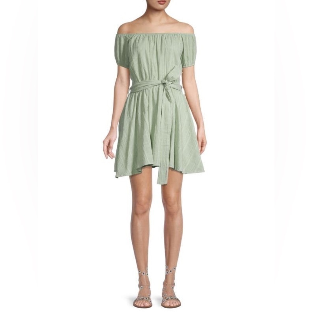 Lucca Clotho Off Shoulder Belted Dress Small